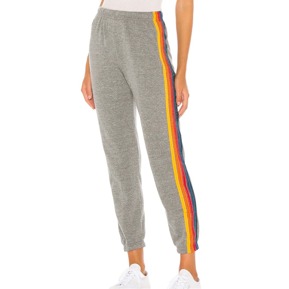 Gray Joggers with Rainbow Stripe